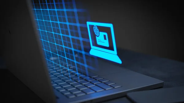 Payment security laptop online grids tech 3D Illustration