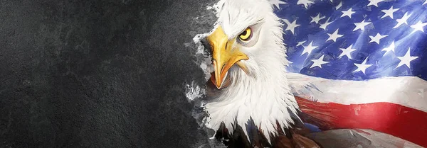 A.B.D. Çimento Arkaplanında Vahşi Kartalla. Amerikan Sembolü. 4 Temmuz ya da Birleşik Devletler Anma Günü. Boşluk Metnini Kopyala