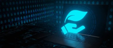 Yaprak teknolojisi gelişmiş ekoloji konsepti 3D illüstrasyon