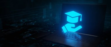 Eğitim çevrimiçi konsepti 3B oluşturma