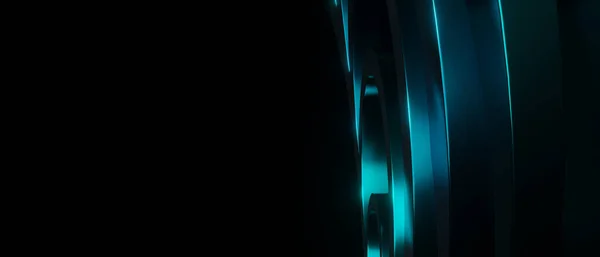Futuristico Metallo Cromato Intrecciato Forme Azzurro Astratto Sfondo Render — Foto Stock