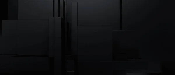 Abstract Creative 3D Blocks Cubes Modern Black Banner Background 3D