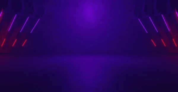 Abstract Scene Empty Background Scene Dark Room Neon Figures In The Dark With Smoke Dark Dark Purple Banner Background Wallpaper 3D