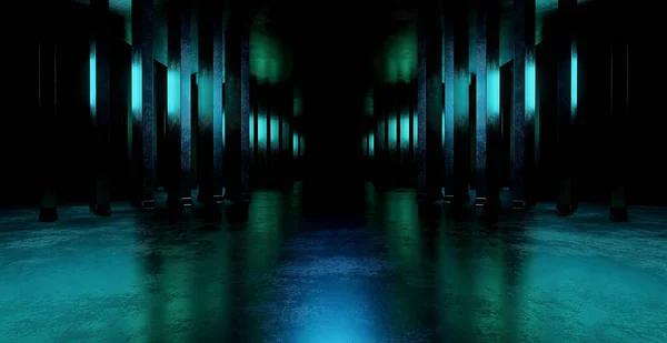 Аннотация Scifi Grungy Metallic Empty Tunnel Hallway Gate Spotlight Dark — стоковое фото