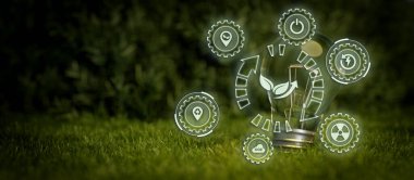 Eco Sustainability Earth Sustainability Preservation Bulb Concept Banner Background 3D Render