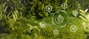 copy space , green energy iconic symbol, save energy concept 3D Render