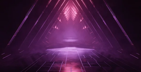 Mystical Showroom Pedestal Underground Hall Corridor Tunnel Led Lights Laser — Fotografia de Stock