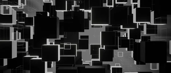 黑暗立方体的未来设计横幅背景 — 图库照片