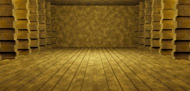 Çimento Beton Döşemeli Dünya Dışı Garaj Tüneli Soyut Arkaplan Arkaplanı Grafiksel Tasarım 3D İllüstrasyon