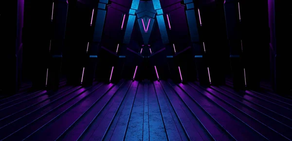 Unknown Metaverse Empty Showroom Metaverse World Lighted Violet Background — Stockfoto