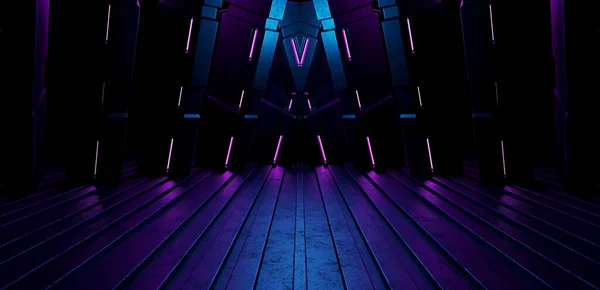 Unknown Metaverse Empty Showroom Metaverse World Lighted Violet Background — Stok Foto