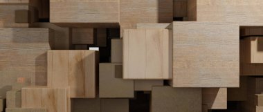 Tahta Bloklar Sancak Arkaplanı 3B oluşturma