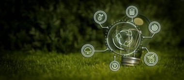 Sürdürülebilirlik Koruma Ampulü Soyut Arkaplan 3B Hazırlama