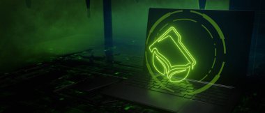 Veri yönetimi eko enerji afişi 3B görüntüleyici