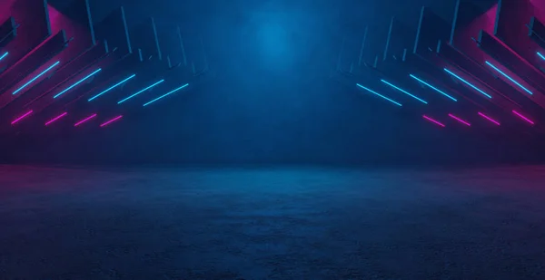 Abstract Moody Scene Neon Lights Grunge Sci Stage Laser Showroom — Stockfoto