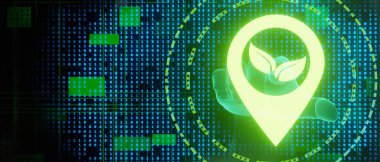 Konum yeşil simge Ağ Soyut Sancak Arkaplan 3B Görüntü