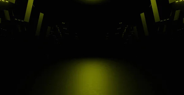 Футуристическая Технология Пустой Коридор Коридор Зал Гараж Студия Танец Светящийся — стоковое фото