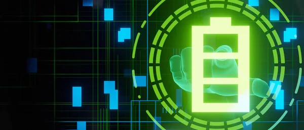 Pil Yeşil Enerji Özeti Veri 3B İllüstrasyon