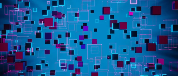 Abstract Scifi Network Conveying Connectivity Aesthetics Deep Blue Banner Background — Fotografia de Stock