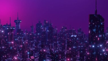 Gelecekçi Şehir Şablonu Metaverse Arkaplan 3B Hazırlama