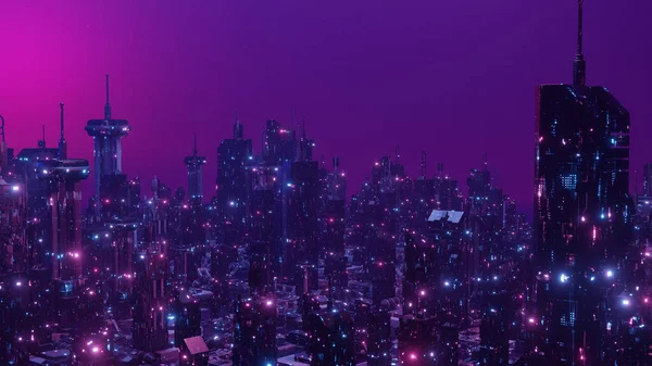 Ciudad Futurista Scape Metaverse Fondo Render — Foto de Stock