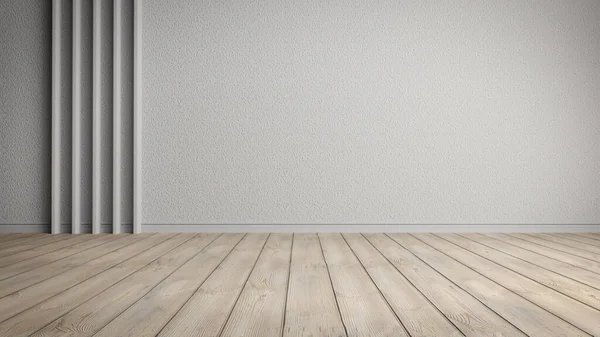 Empty Room Wall Wooden Floor Render — Stockfoto