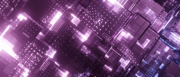 Futuristic Circuit Board Concept Purple Technologies Digital Data Concept Big — Fotografia de Stock