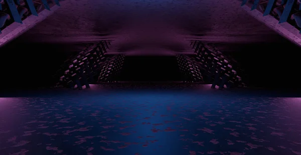 Futuristic Technology Hall Corridor Experimental Space Age Dark Blue Abstract — ストック写真