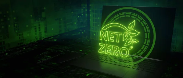 Net Zero network concept banner background 3D render