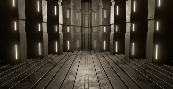 Modern Yansıtıcı Metal Yeraltı Tüneli Spotlight Bakır Bakır Bej Sancak Arkaplan Geleceğin 3 boyutlu Görüntü Duvar Kağıdı