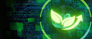 Yeşil yaşam teknolojisi soyut 3D İllüstrasyon