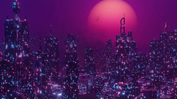 Modern Metropolis Club Neon Concept Background Illustration — Stockfoto
