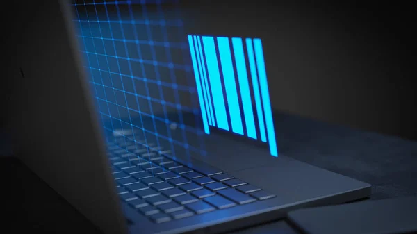 Barcode Glowing Icon Scanning Technology Render — Foto de Stock