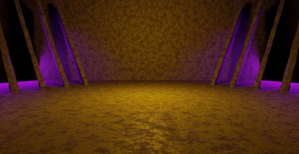 Grunge Empty Dark Rusty Showroom Pillars Quiet Bright Purple Banner — Φωτογραφία Αρχείου