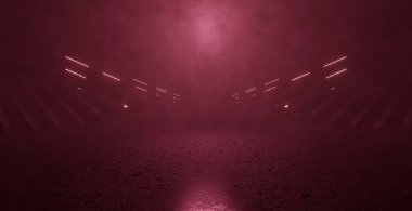 Imaginative Abstract Showroom Interior Hall Podium Red Perspective Illustration Banner Background Wallpaper 3D Render