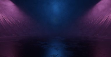 Amazing Neon Glow Interesting Smoke Purple Violet Fashion Banner Background 3D Rendering