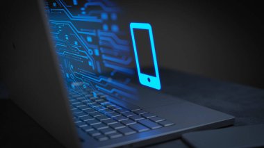 Mobile phone tech data digital concept 3D Illustration