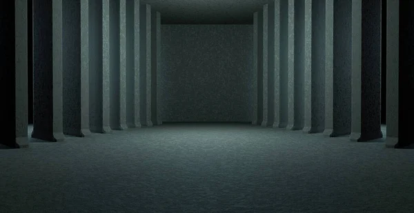 Abstract Futuristic Huge Virtual Showroom Club Hallway Spotlight Deep Green — Stockfoto