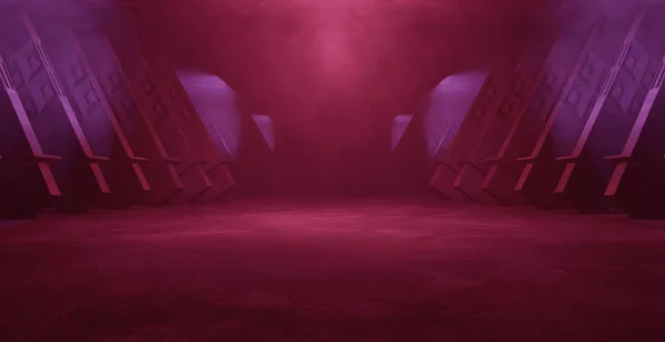 Celestial Alien Neon Lights Grunge Sci Stage Laser Showroom Tunnel — Stockfoto