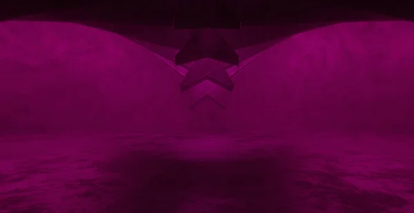 Imaginative Dystopian Mysterious Volumetrics Bright Purple Empty Hallway Corridor Room — Stok fotoğraf