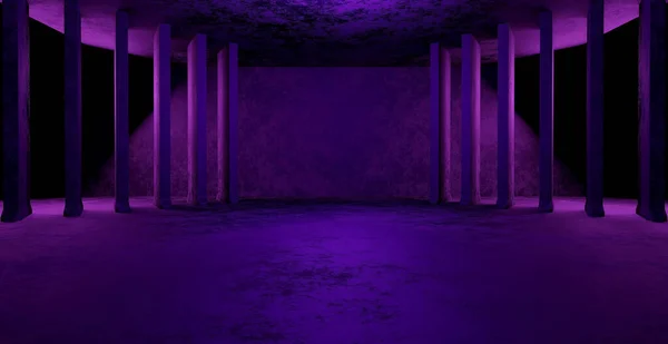 Rough Grungy Rusty Showroom Studio Room Interior Dark Purple Banner — Stock Photo, Image