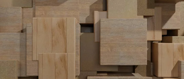 Brown Wood Blocks Texture Abstract Background Wallpaper — Stock fotografie