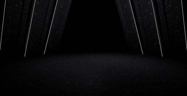 Abstract Futuristic Concrete Cement Showroom Dimmed Black Background Pedestal Concept — Stockfoto