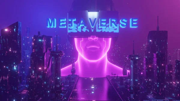 Crypto Metaverse Club Neon Wallpaper Background Render — Fotografia de Stock