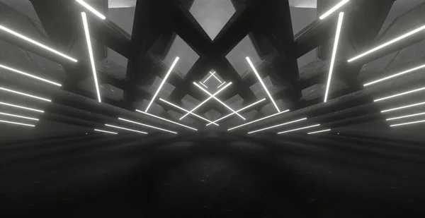 Amazing Empty Dark Volumetrics Smoke Gray Technology Hall Corridor Abstract — Stockfoto