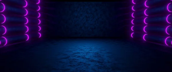 Outerspace Metallic Reflective Studio Room Dark Blue Illustrative Banner Background — Foto Stock