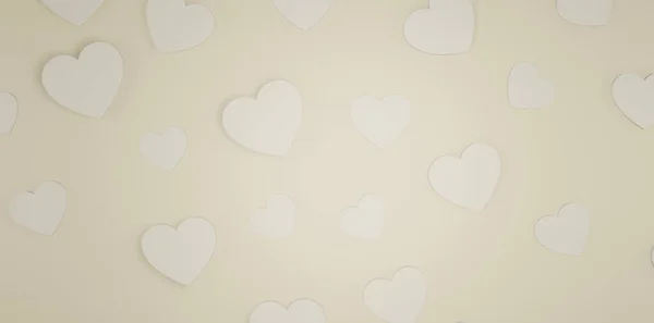 Valentine Day Background Yellow Hearts White Background Render —  Fotos de Stock