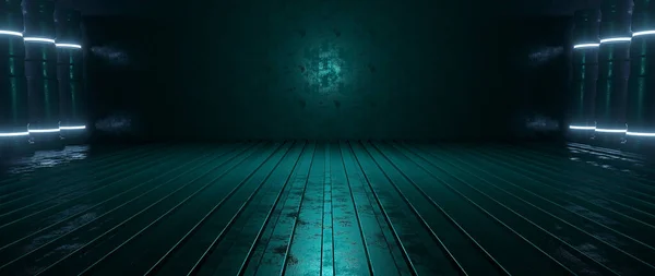 Space Futuristic Digital Technology Structure Space Lighted Blue Turquoise Background SciFi Concept