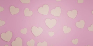 Pastel Hearts Banner Background 3D Illustration
