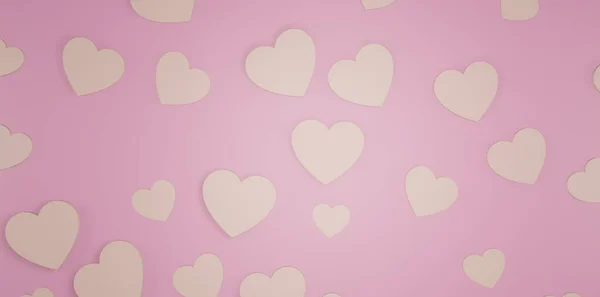 Pastel Hearts Banner Background 3D Illustration
